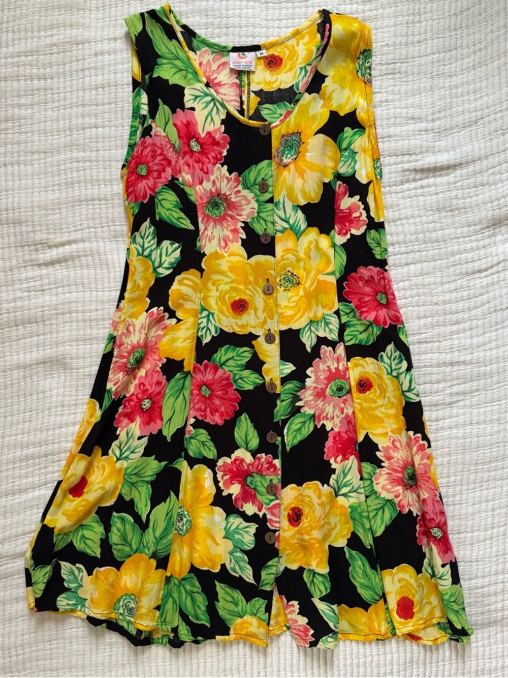 Vintage Floral Button-Front Mini Dress